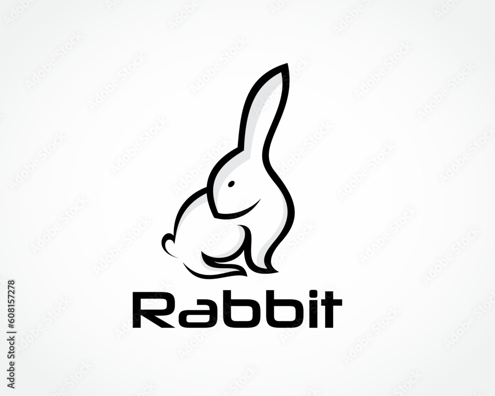 cute rabbit look back down line art bunny rabbit logo design template illustration inspiration cute rabbit look back down line art bunny rabbit logo design template illustration inspiration