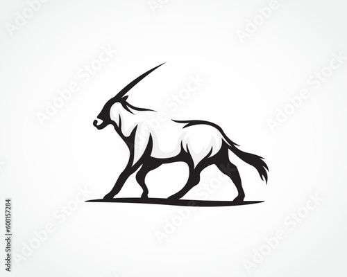 silhouette walking oryx logo design template illustration inspiration