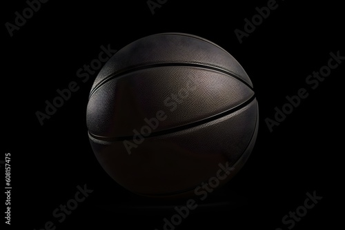 3d render of basketball ball isolated on dark background, AI generated © Elena