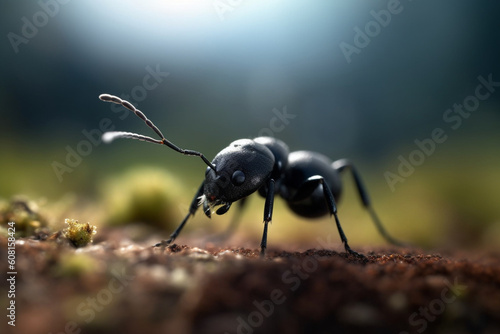 Generative AI. a black ant in the sand © imur
