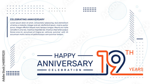 19th anniversary template design with abstract background, vector template