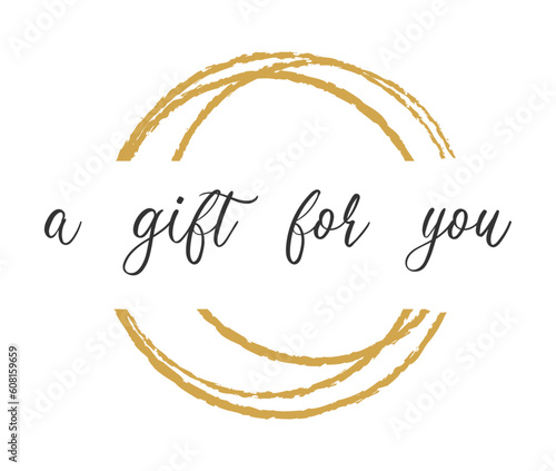 A gift for you - modern gift card template with calligraphic inscription and font. Voucher or gift card design for a friends, shops, beauty salon, barbershop, spa. Vector typography