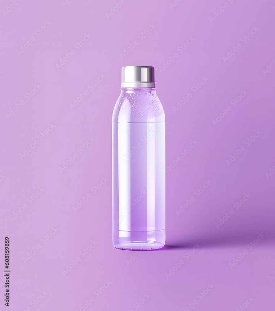 Purple glass bottle isolated, bottle mockup Purple glass bottle isolated, bottle mockup