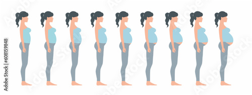 Pregnant woman, stages of pregnancy 