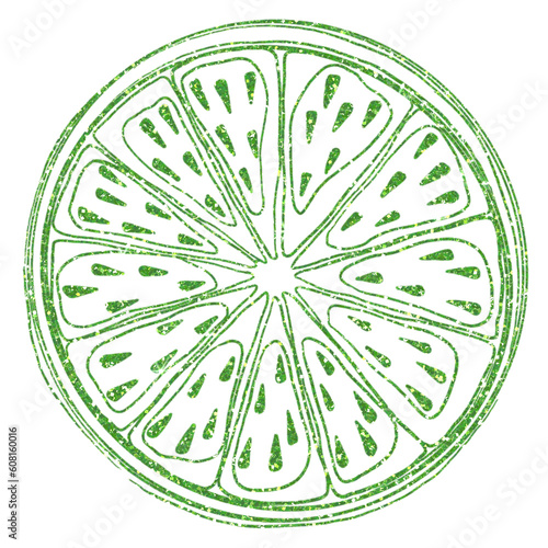 Green glitter lemon citrus half slice flat on transparent background.Lemon flat icon. Design for decorating, background, wallpaper, illustration.