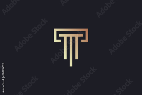 T letter consultancy creative modern golden wordmark design typography illustration, t line style logo, law logo, t lettering