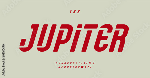 Bold Retro font. Italic, dynamic lettersi n Vintage, futuristic style. Perfect for logos. Unique stencil sport alphabet for headlines, lettering, logotypes. Vector typography
