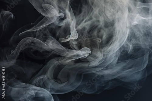 Abstract swirling smoke background with varying shades of grey, Generative ai
