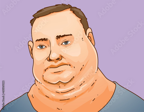 Double chin. The woman with age problems on her face. Plastic surgery. Face correction. Healthcare illustration. Vector illustration. 