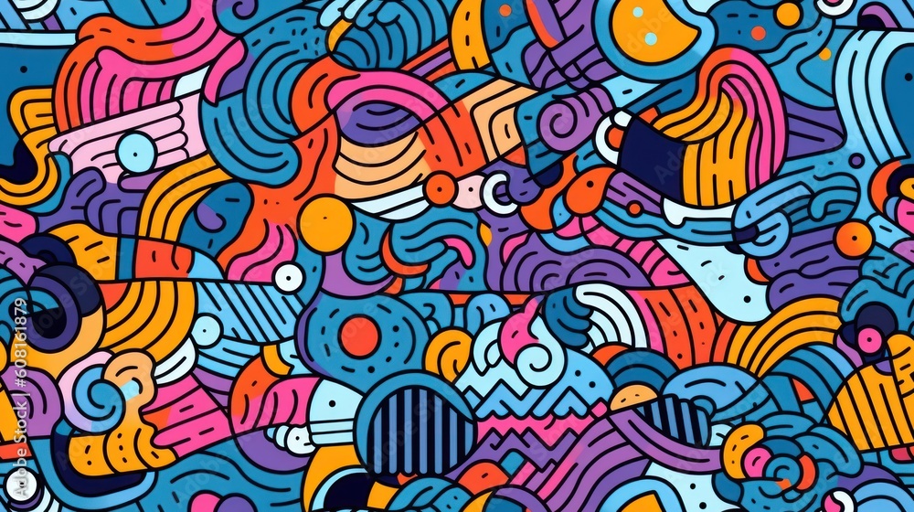 vibrant seamless abstract doodle