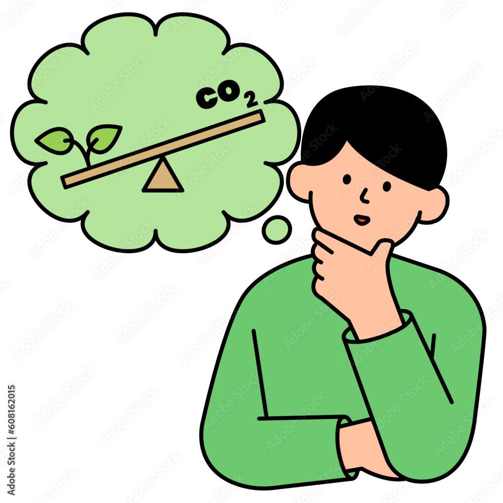 Man Choosing Environment over Carbon Emissions. Environment, Power and Saving Energy Concept. Cartoon Flat Vector illustration. Man Choosing Environment over Carbon Emissions. Environment, Power and Saving Energy Concept. Cartoon Flat Vector illustration.