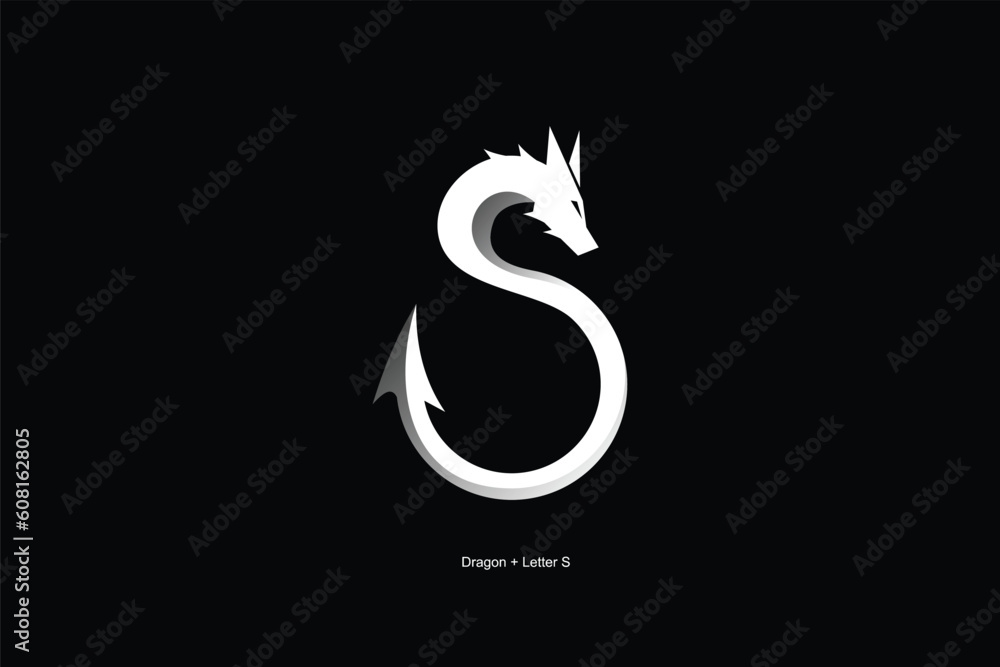 Modern dragon and letter S logo design. dragon with letter S icon