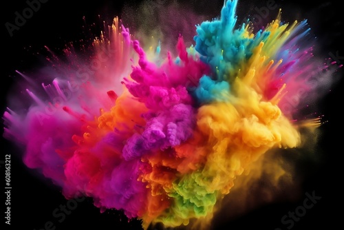 Colorful Holi Paint Splash, Generative Ai.