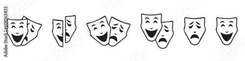 Masquerade vector icon on white background. Comic and tragic mask icon.EPS 10