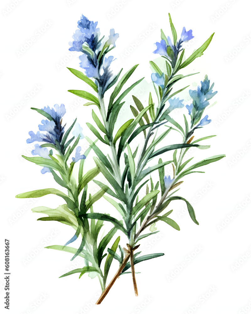 Fototapeta premium Watercolor rosemary isolated on white background