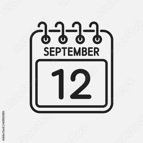 Icon page calendar day - 12 September