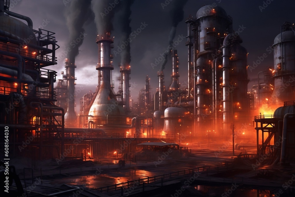 Crude Oil Refinery Plant, Generative Ai.