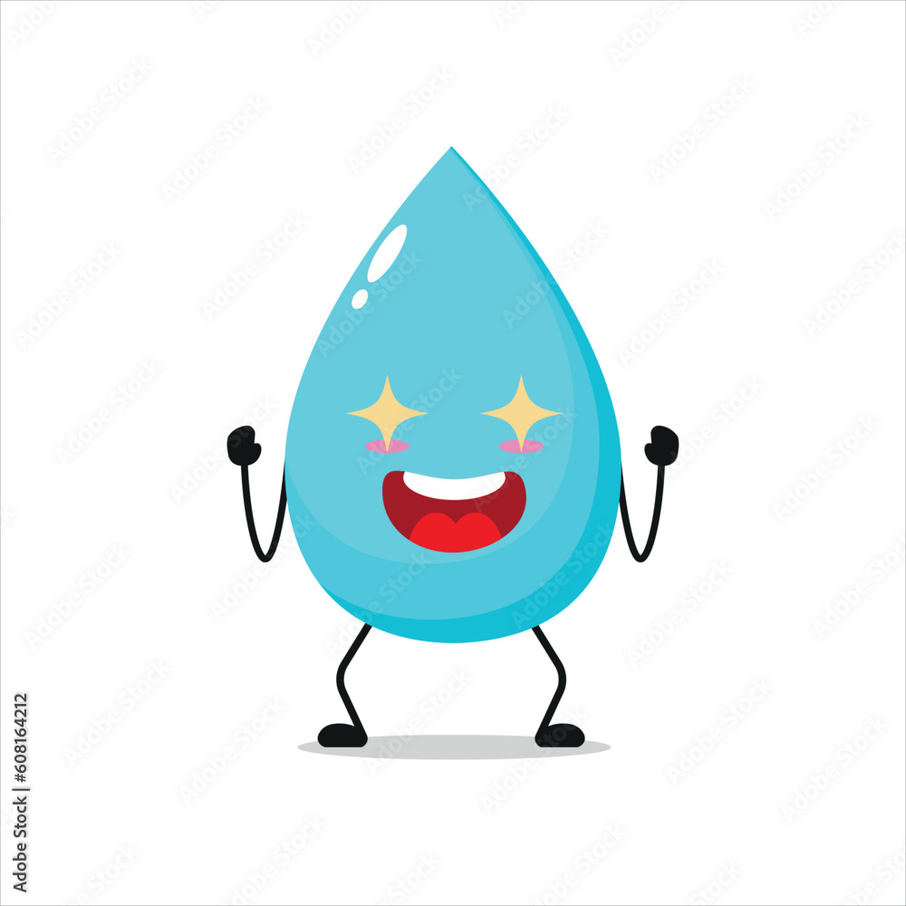 excited water drop with shiny eyes. aqua activity vector illustration flat design. excited water drop with shiny eyes. aqua activity vector illustration flat design.