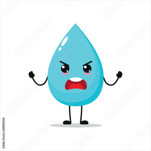angry water drop stand in front his friend. aqua activity vector illustration flat design.