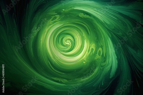 Abstract green background with a swirling vortex, Generative ai