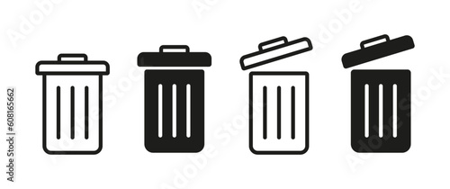 Trash bin or garbage container used for the disposal of waste materials. Trash bin, garbage container, waste disposal.