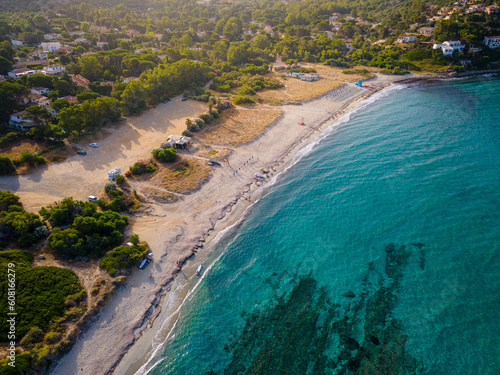 aerial view of Maracalagonis beach, Torre delle Stelle, Sardinia, Italy