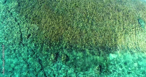 Aerial Drone Shot for Rocky Island Coral Reef of The Red Sea of Egypt in the South photo