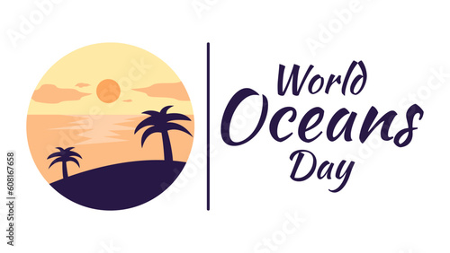 Vector illustration of World oceans day in flat modern design