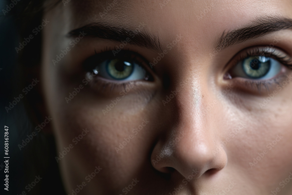 A close-up of a person's face showing a serene expression, mental health Generative AI A close-up of a person's face showing a serene expression, mental health Generative AI
