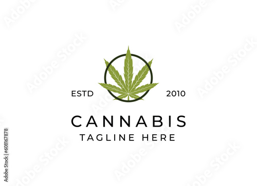 cannabis leaf logo vector icon. Medical marijuana logo emblem. Cannabis emblem logo design