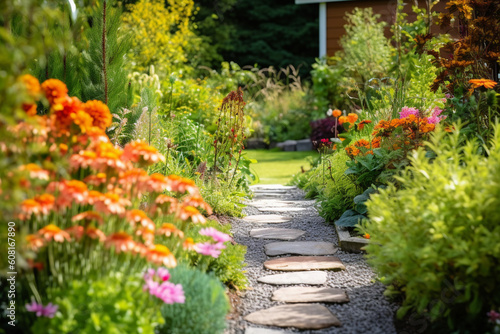 A vibrant garden representing growth and rejuvenation, mental health Generative AI