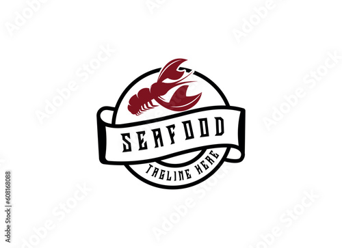 Seafood logo design restaurant fresh crab and shrimp logo for label product and seafood shop