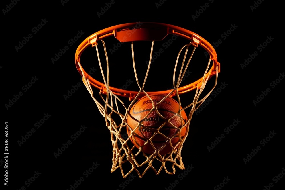 Scoring Baskets in Basketball with Black Background, Generated AI