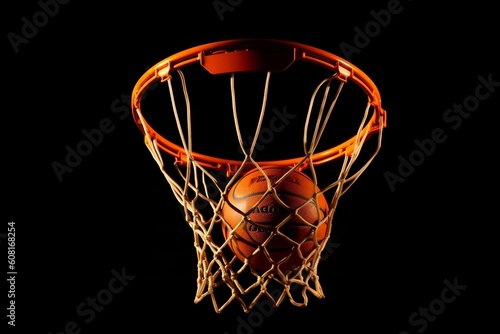 Scoring Baskets in Basketball with Black Background, Generated AI © rzrstudio