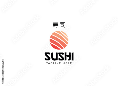 Japanese Sushi Dish Seafood Restaurant Bar logo design