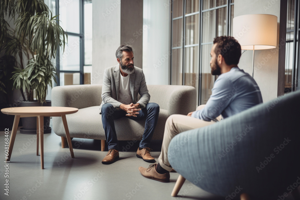 A person attending a therapy session or counseling, mental health Generative AI A person attending a therapy session or counseling, mental health Generative AI