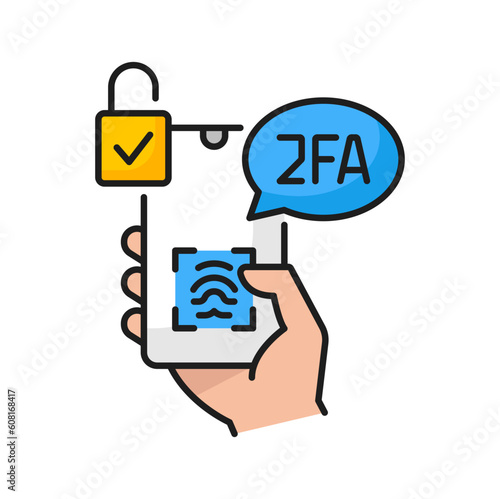 Smartphone authentication, password code verification security protection for authorization notice on mobile phone. Digital secure access by finger print