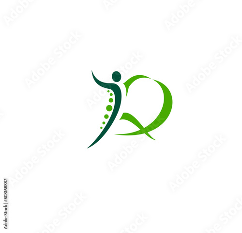 Physiotherapy icon of rehabilitation, physical therapy and body health. Vector exercises of physio therapy, spine, neck and back pain massage treatment symbol with abstract human silhouette and balls