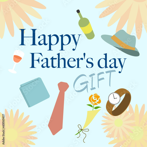 父の日ギフトの正方形イラスト father's day gift illust