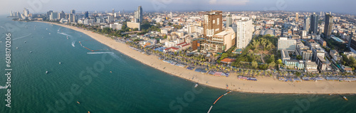 Aerial view of Central Pattaya beach in Chonburi, Thailand