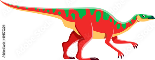 Cartoon Anatotitan dinosaur character, dino toy or Jurassic Park funny cute vector animal. Anatotitan dinosaur or Edmontosaurus annectens prehistoric Jurassic reptile with smile face