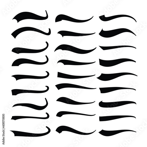 Text Tails Swoosh Baseball Sign, Typography font curve tail, font swoosh tail ornamental vector, baseball tail shape for text ornaments football or athletics tail, ornamental swash underline Swirl 
