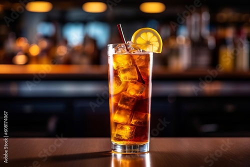 Long Island ice tea cocktail in the bar. Generative AI