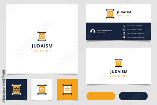 Judaism logo design with editable slogan. Branding book and business card template.