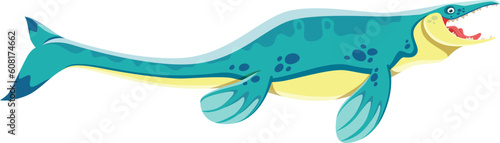 Cartoon Tylosaurus dinosaur character. Isolated prehistoric aquatic creature, extinct aquatic dinosaur or giant lizard. Mesozoic era wildlife carnivore marine monster vector comic personage