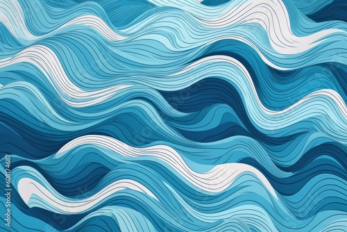 Abstract pattern of azure and white waves, Generative ai