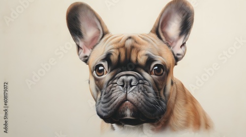 Portrait of French bulldog looking forward. Generative AI