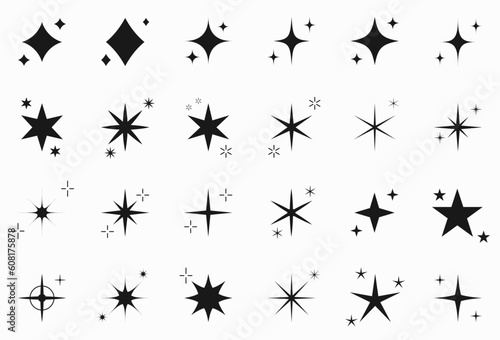 Sparkling star shape cluster vector set.