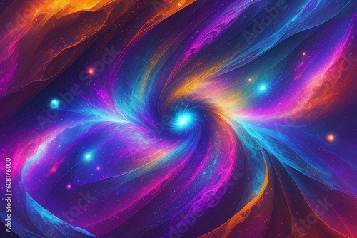 Abstract swirls of galactic clouds in a cosmic pattern. Generative AI