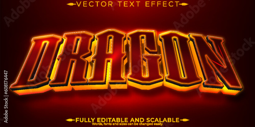 Dragon gamer text effect, editable esport and neon text style